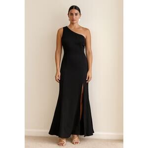 Petal & Pup Asymmetric One Shoulder Maxi Mermaid Dress Black Women's Size Medium